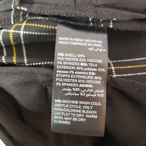 NWT WHBM Slim Ankle Pant Size 10 Black, White, Marigold Plaid - Picture 10 of 14